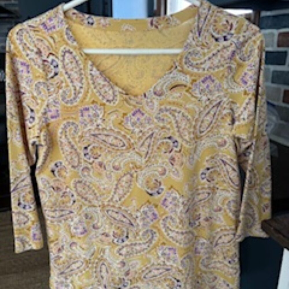 J Jill paisley 3/4 sleeve tee